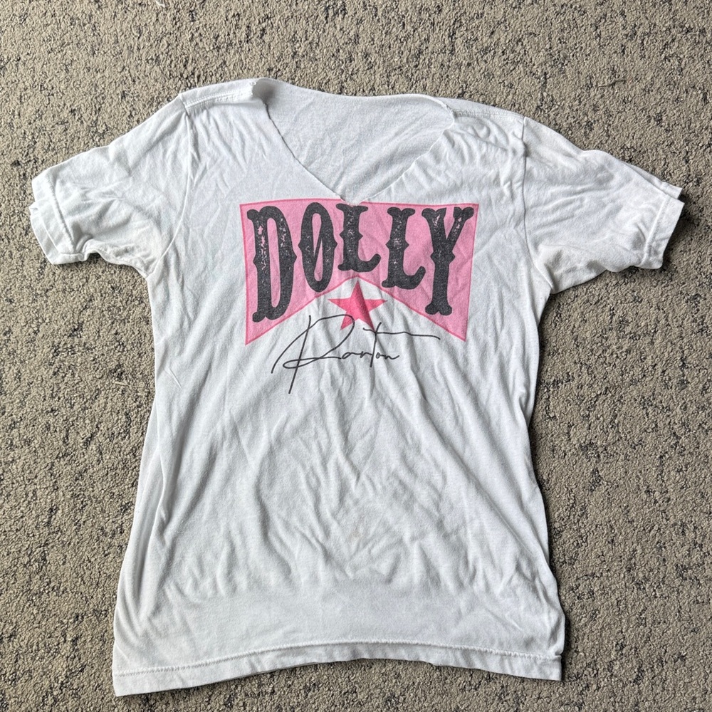 White T-Shirt with Pink Dolly Graphic